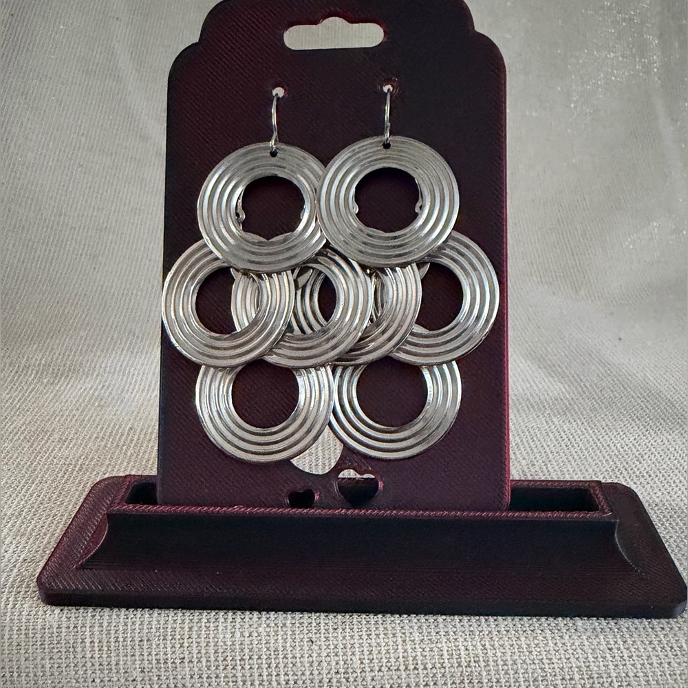 Silver Multi-Ring Dangle Earrings - Women Jewelry